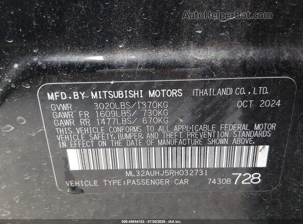 ML32AUHJ5RH032731 2024 MITSUBISHI MIRAGE Black Շարժիչի բաժամունքի տեսք