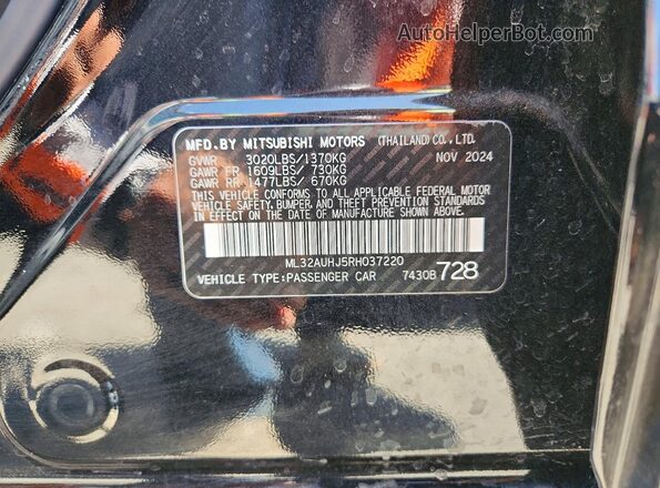 ML32AUHJ5RH037220 2024 MITSUBISHI MIRAGE Black Շարժիչի բաժամունքի տեսք