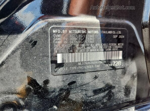 ML32AUHJ6RH028414 2024 MITSUBISHI MIRAGE Black ძრავის განყოფილების ხედი