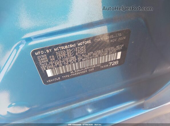 ML32AUHJ6RH038182 2024 MITSUBISHI MIRAGE Blue Vista del compartimento del motor