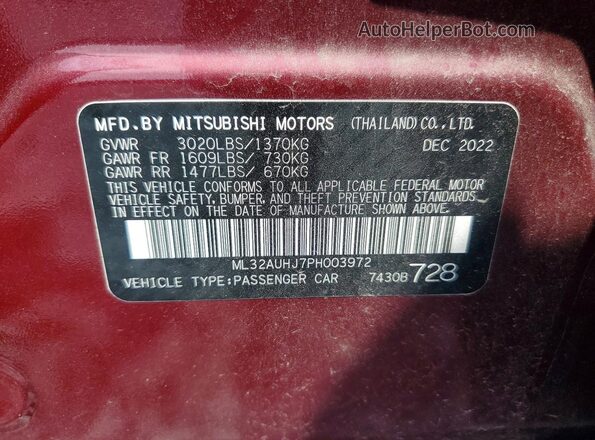 ML32AUHJ7PH003972 2023 MITSUBISHI MIRAGE Purple Շարժիչի բաժամունքի տեսք