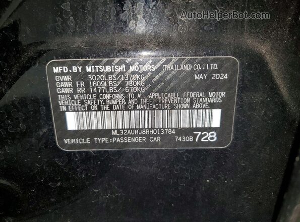 ML32AUHJ8RH013784 2024 MITSUBISHI MIRAGE Black Вид підкапотного простору
