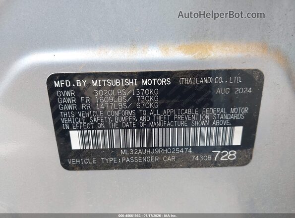 ML32AUHJ9RH025474 2024 MITSUBISHI MIRAGE Silver Engine compartment view
