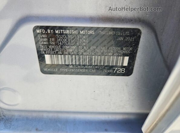 ML32AUHJXMH004223 2021 MITSUBISHI MIRAGE Silver Widok komory silnika