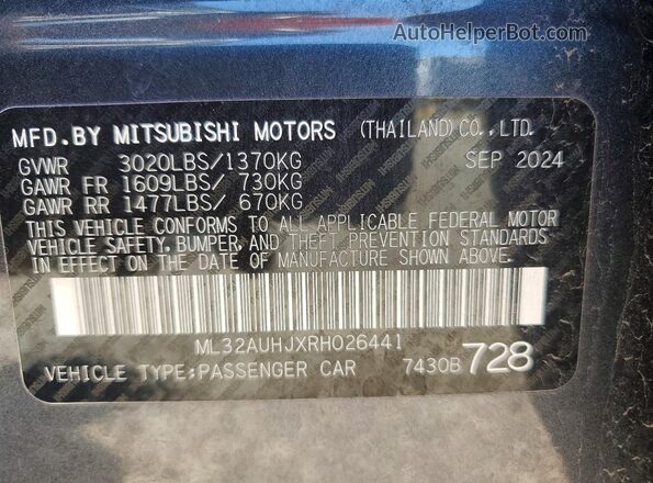 ML32AUHJXRH026441 2024 MITSUBISHI MIRAGE Угольный Вид подкапотного пространства