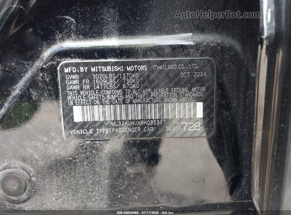 ML32AUHJXRH035317 2024 MITSUBISHI MIRAGE Черный Вид подкапотного пространства