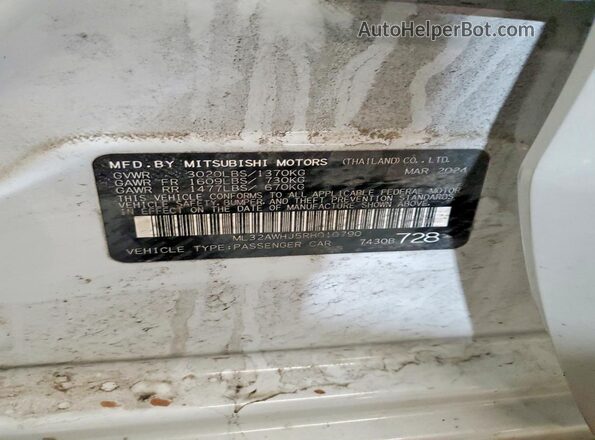ML32AWHJ5RH010790 2024 MITSUBISHI MIRAGE Silver VIN կոդի պիտակի տեսք