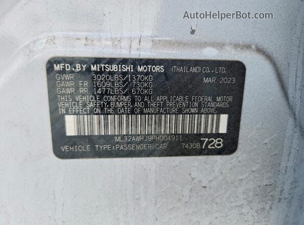 ML32AWHJ9PH004911 2023 MITSUBISHI MIRAGE Silver Շարժիչի բաժամունքի տեսք