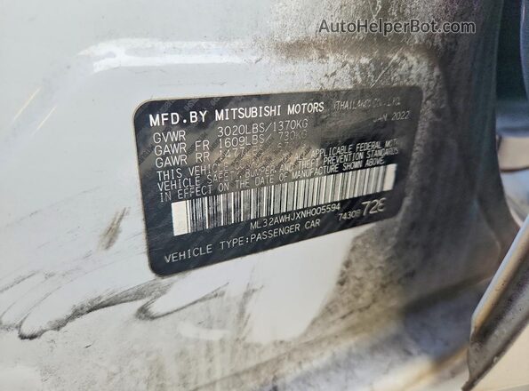 ML32AWHJXNH005594 2022 MITSUBISHI MIRAGE White ძრავის განყოფილების ხედი