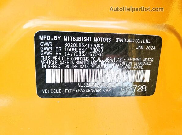 ML32AWHJXRH007979 2024 MITSUBISHI MIRAGE Gold Շարժիչի բաժամունքի տեսք