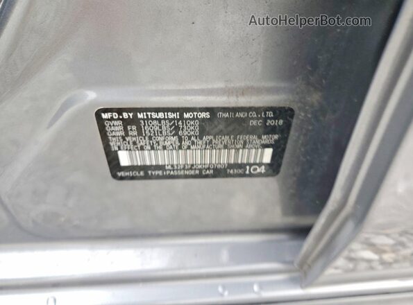 ML32F3FJ0KHF07807 2019 MITSUBISHI MIRAGE Silver Widok komory silnika