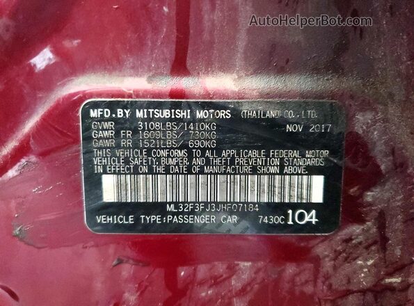 ML32F3FJ3JHF07184 2018 MITSUBISHI MIRAGE Purple ძრავის განყოფილების ხედი