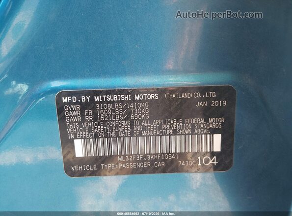 ML32F3FJ3KHF10541 2019 MITSUBISHI MIRAGE G4 Синий Вид подкапотного пространства