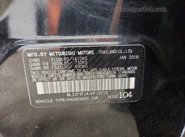 ML32F3FJ4JHF10319 2018 MITSUBISHI MIRAGE Black VIN sticker view