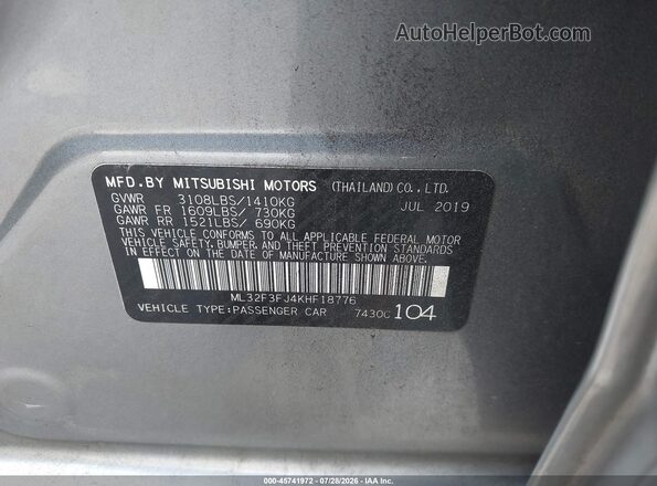ML32F3FJ4KHF18776 2019 MITSUBISHI MIRAGE G4 Серый Вид подкапотного пространства