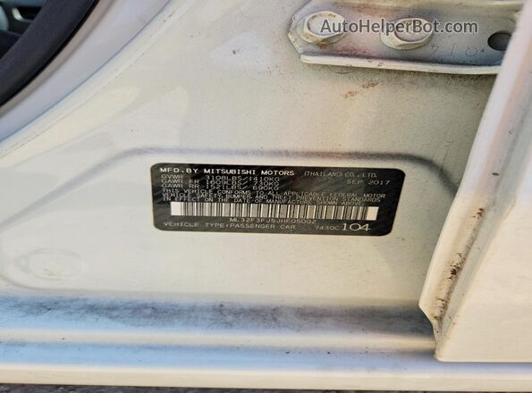 ML32F3FJ5JHF05002 2018 MITSUBISHI MIRAGE White Engine compartment view