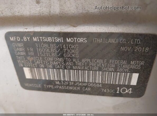 ML32F3FJ5KHF06684 2019 MITSUBISHI MIRAGE G4 Silver Շարժիչի բաժամունքի տեսք