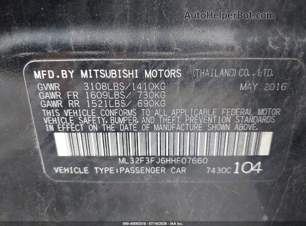 ML32F3FJ6HHF07660 2017 MITSUBISHI MIRAGE Серый Вид подкапотного пространства