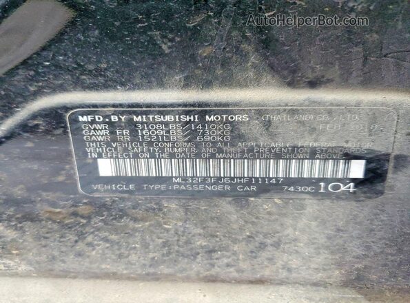 ML32F3FJ6JHF11147 2018 MITSUBISHI MIRAGE Black Widok komory silnika