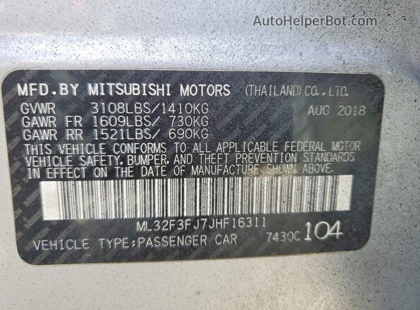 ML32F3FJ7JHF16311 2018 MITSUBISHI MIRAGE Gray Vista del compartimento del motor