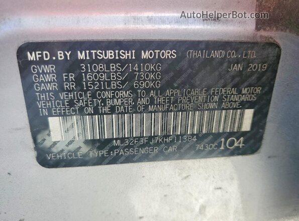 ML32F3FJ7KHF11384 2019 MITSUBISHI MIRAGE Silver VIN კოდის სტიკერის ხედი
