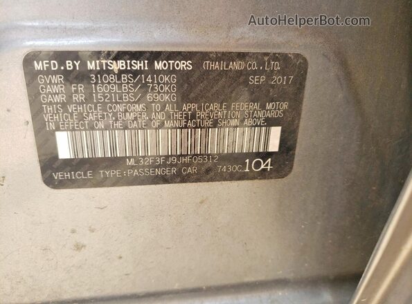 ML32F3FJ9JHF05312 2018 MITSUBISHI MIRAGE Серый Вид подкапотного пространства