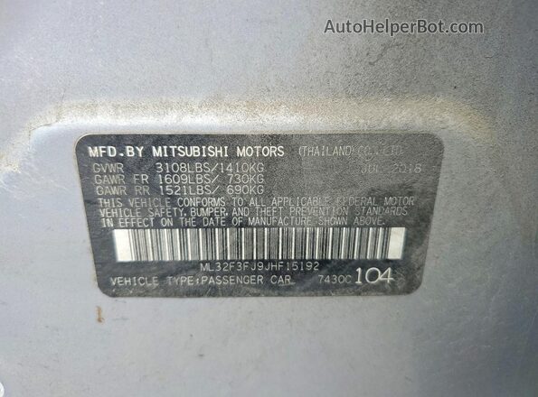 ML32F3FJ9JHF15192 2018 MITSUBISHI MIRAGE Silver Շարժիչի բաժամունքի տեսք