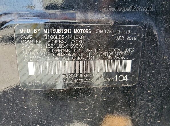 ML32F3FJ9KHF16280 2019 MITSUBISHI MIRAGE Black Vista de la etiqueta del VIN