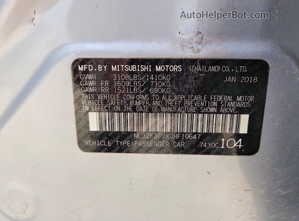 ML32F3FJXJHF10647 2018 MITSUBISHI MIRAGE Silver Widok komory silnika