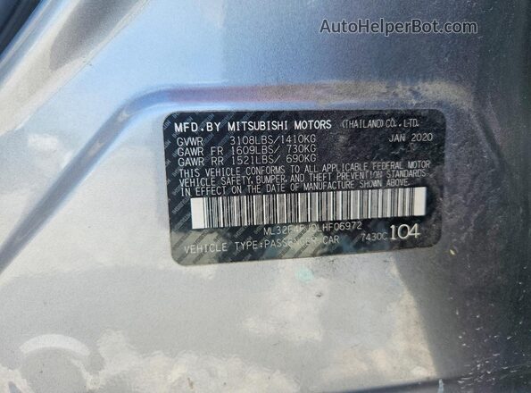 ML32F4FJ0LHF06972 2020 MITSUBISHI MIRAGE Gray Engine compartment view