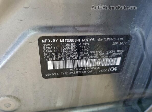 ML32F4FJ3JHF05196 2018 MITSUBISHI MIRAGE Silver Widok komory silnika