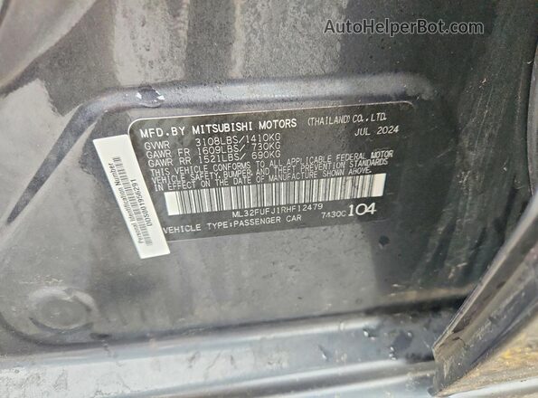 ML32FUFJ1RHF12479 2024 MITSUBISHI MIRAGE Gray Widok komory silnika