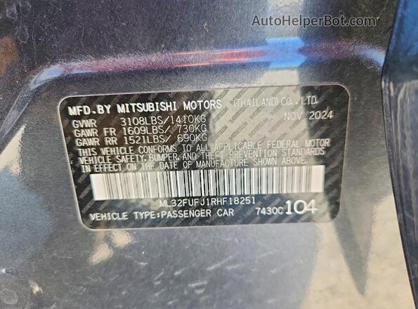 ML32FUFJ1RHF18251 2024 MITSUBISHI MIRAGE Серый Вид подкапотного пространства