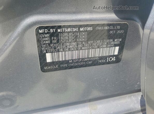 ML32FUFJ2MHF00995 2021 MITSUBISHI MIRAGE Серебряный Вид подкапотного пространства