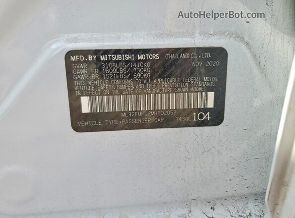 ML32FUFJ2MHF02052 2021 MITSUBISHI MIRAGE White Widok komory silnika