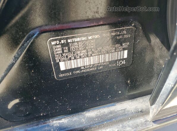 ML32FUFJ2PHF00600 2023 MITSUBISHI MIRAGE Black Շարժիչի բաժամունքի տեսք
