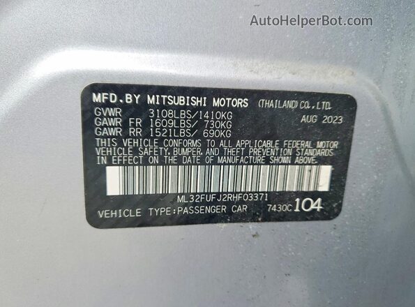 ML32FUFJ2RHF03371 2024 MITSUBISHI MIRAGE Серебряный Вид подкапотного пространства