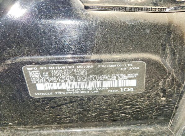 ML32FUFJ3RHF09289 2024 MITSUBISHI MIRAGE Black Շարժիչի բաժամունքի տեսք