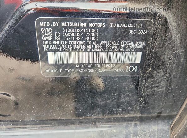 ML32FUFJ5RHF19919 2024 MITSUBISHI MIRAGE Black Widok komory silnika