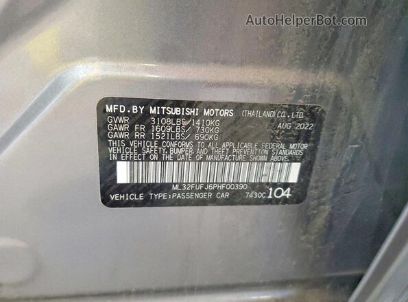 ML32FUFJ6PHF00390 2023 MITSUBISHI MIRAGE Gray ძრავის განყოფილების ხედი