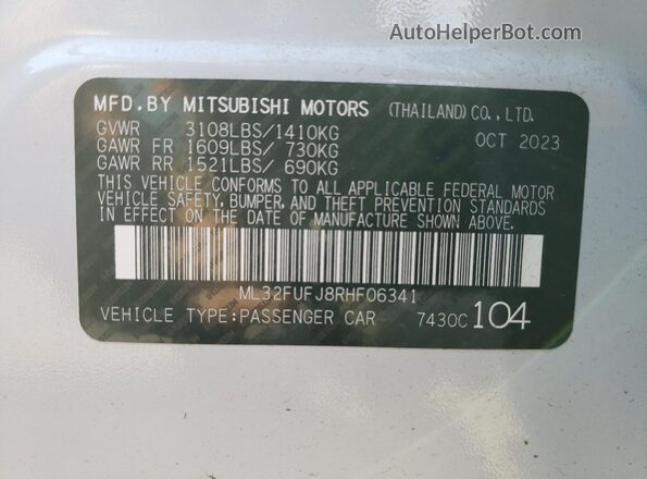 ML32FUFJ8RHF06341 2024 MITSUBISHI MIRAGE White Widok komory silnika