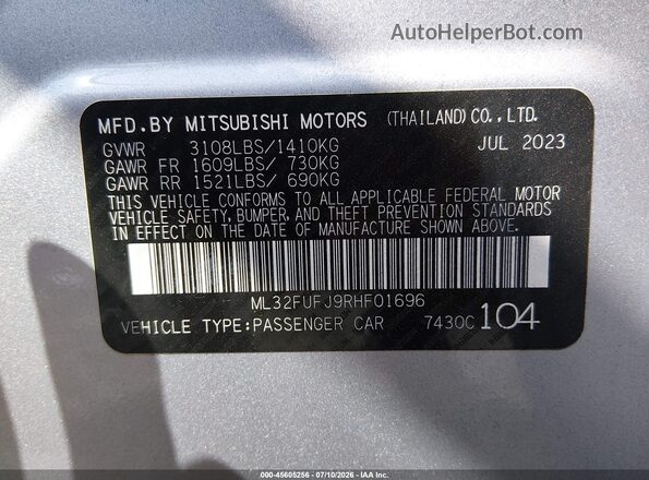 ML32FUFJ9RHF01696 2024 MITSUBISHI MIRAGE G4 Silver Widok komory silnika