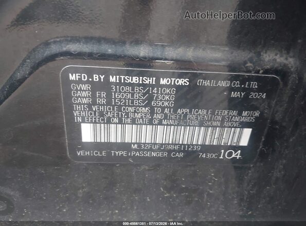 ML32FUFJ9RHF11239 2024 MITSUBISHI MIRAGE G4 Black ძრავის განყოფილების ხედი