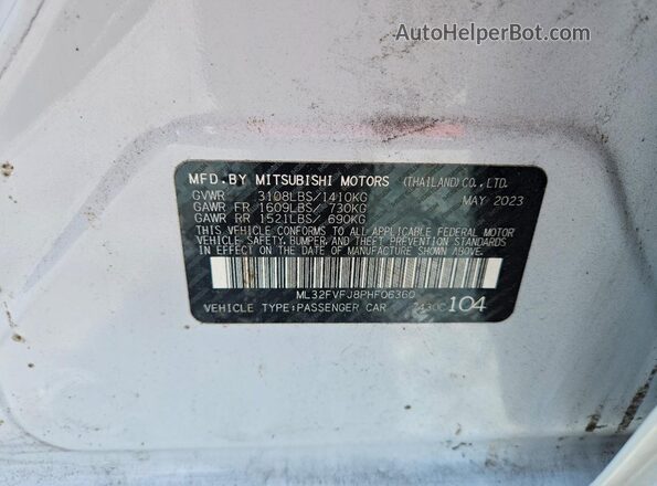 ML32FVFJ8PHF06360 2023 MITSUBISHI MIRAGE White Շարժիչի բաժամունքի տեսք