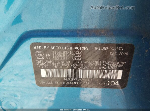 ML32FVFJXRHF19338 2024 MITSUBISHI MIRAGE G4 Blue Engine compartment view