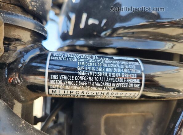 MLHPC5656H5000232 2017 HONDA CMX500 Black Սարքավորումների վահանակի տեսք