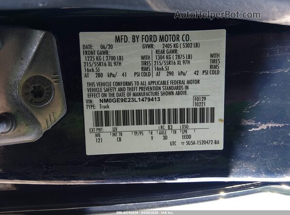 NM0GE9E23L1479413 2020 FORD TRANSIT CONNECT Blue Widok komory silnika