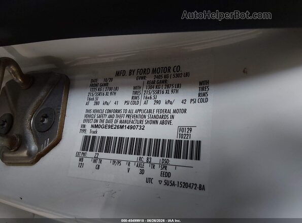 NM0GE9E26M1490732 2021 FORD TRANSIT CONNECT White Widok komory silnika