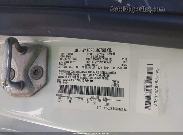 NM0LE7E76J1375459 2018 FORD TRANSIT CONNECT White Widok komory silnika