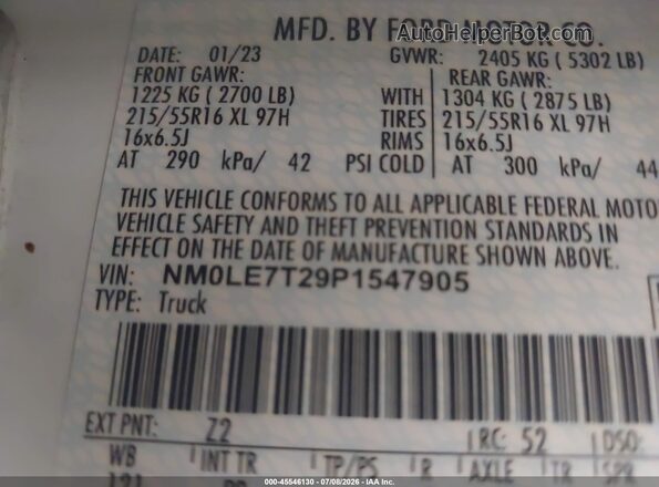 NM0LE7T29P1547905 2023 FORD TRANSIT CONNECT Белый Вид подкапотного пространства
